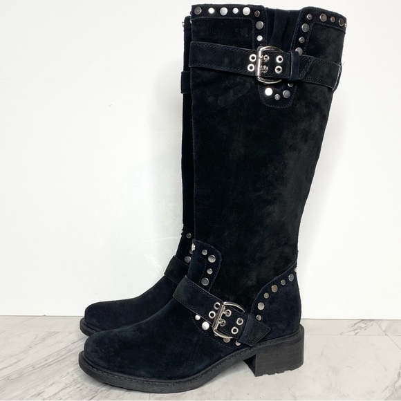 New! Sam Edelman Black Deryn Black Suede Tall Boot 7M - Picture 1 of 14